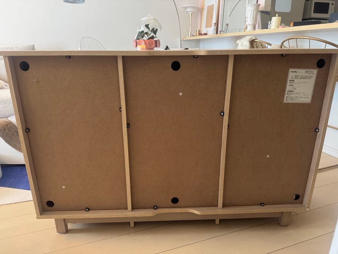 LOWYA キャビネット サイドボード リビング収納 麻調 ナチュラル 幅120