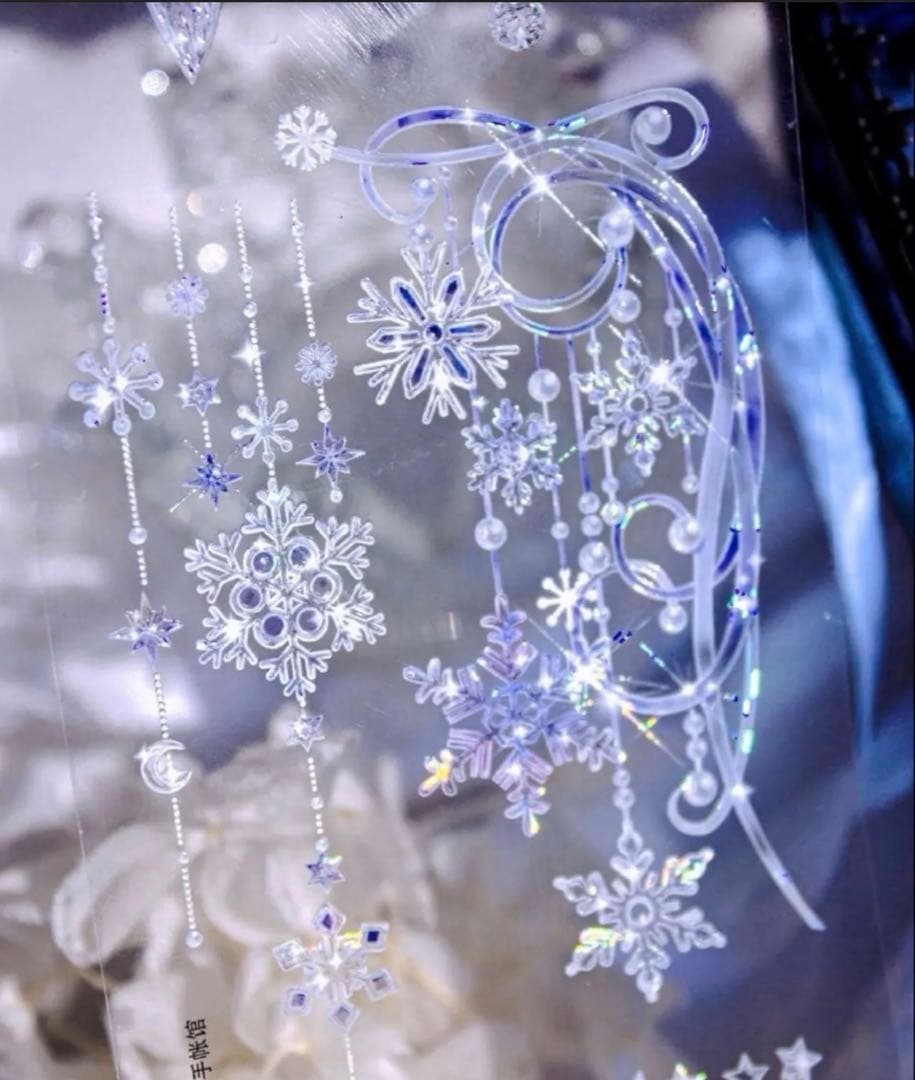 贝壳光 6.5cm×10m 雪纷飞 海外マステ　海外マスキングテープ　雪の結晶