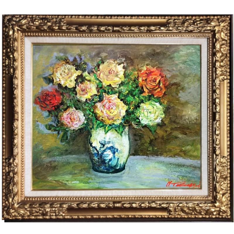 ☆ 高橋益之 ☆「 バラ」油絵 　F10号サイズ 　未使用額！