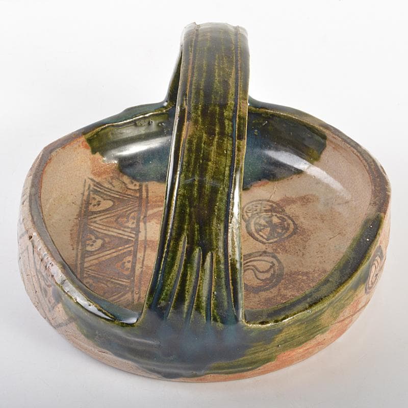 北大路魯山人作　織部焼　手鉢　黒田陶々庵識箱　M　R6736