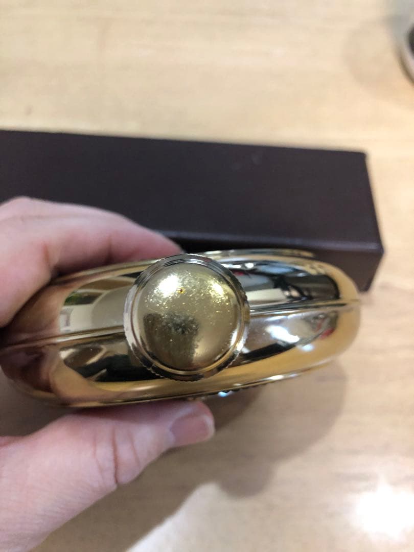 容器のみアイグナー　ヴィンテージ携帯用洋酒ボトル　直径　10㎝　部分的に本革貼り