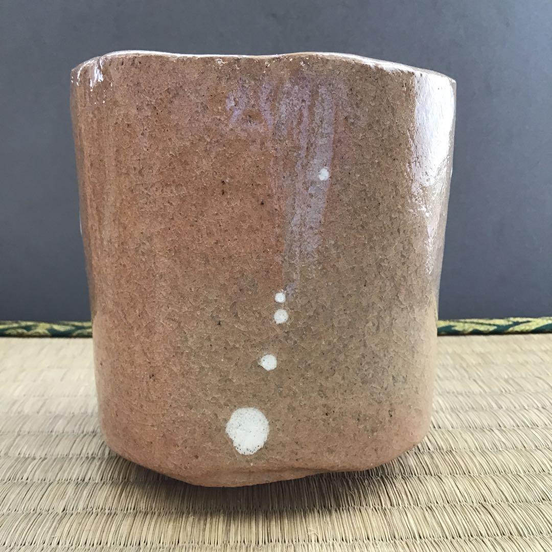 茶道具　筒茶盌　光悦写　雪片(せっぺん)　佐々木昭楽作　栞　共箱　N4TK1