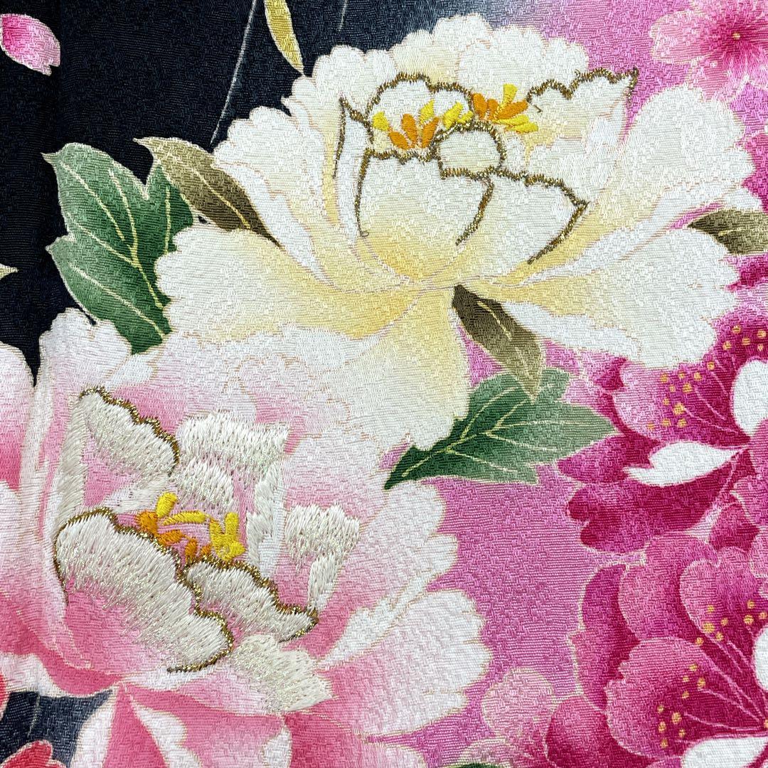 ◎mk-636　美品　振袖　刺繍　スモールサイズ　　1-13