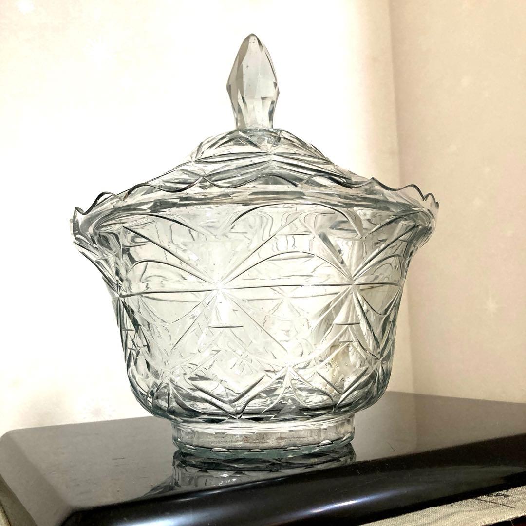 オランダ切子 ボンボン入れ 蓋物 ギヤマン アンティーク 菓子器