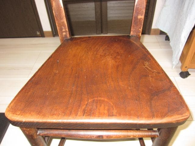 ☆レトロ ビンテージ☆チャーチチェア/教会椅子 木製 ポケット収納付　①