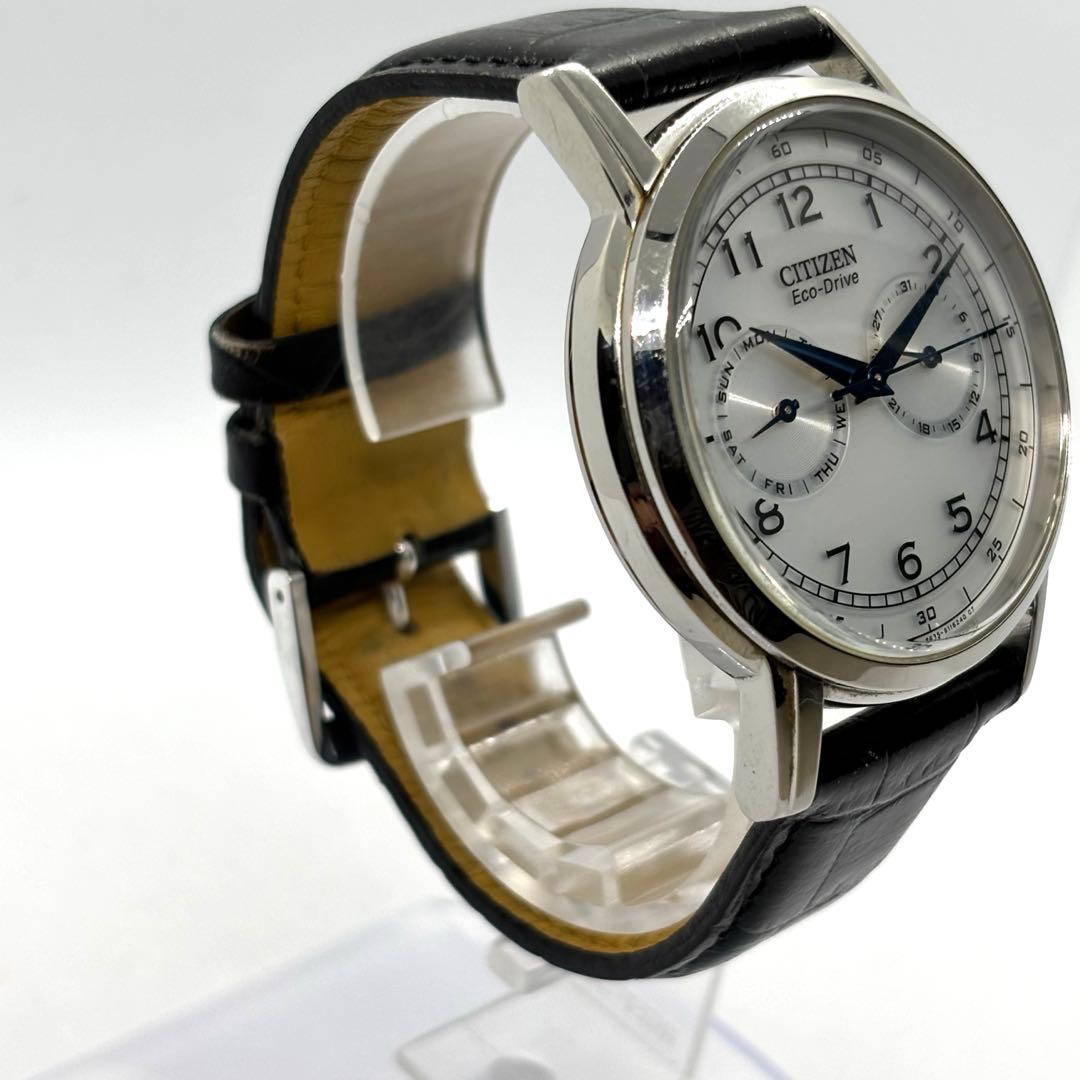 【稼動/美品】シチズン メンズ エコ・ドライブ ウォッチ 腕時計 レザー