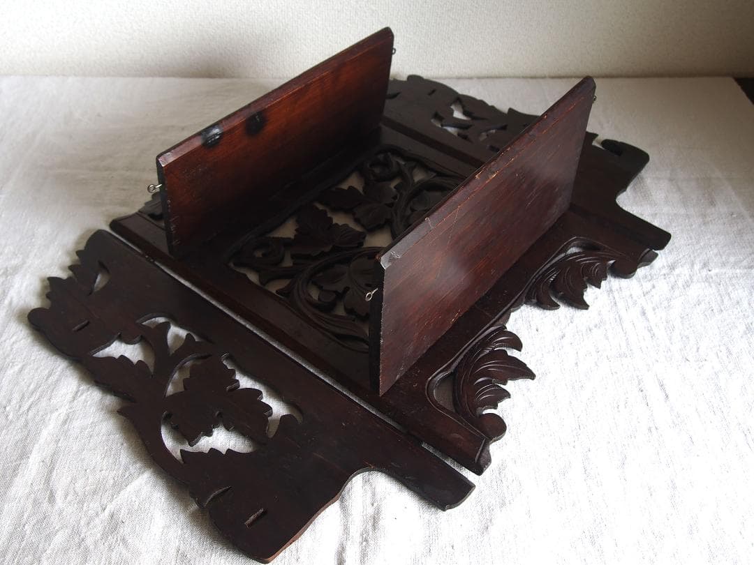 葡萄の葉 木彫刻 折り畳 コンソール 飾り棚 ウォールシェルフ 装飾/K353