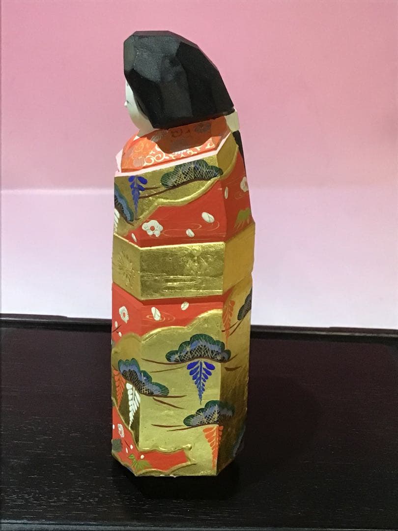 12398 奈良 一刀彫 雛人形 立雛 南部 山脇利精 金彩 木彫 美品