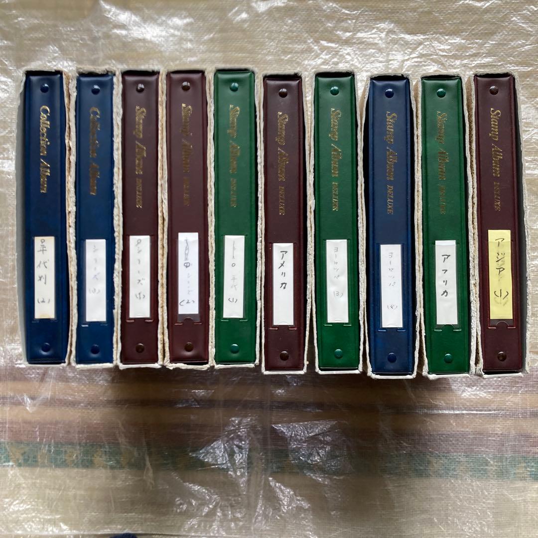 日本5冊済外国切手アルバム5冊未済混合計１ 0冊６段前後４ 0〜５ 0 P重品有