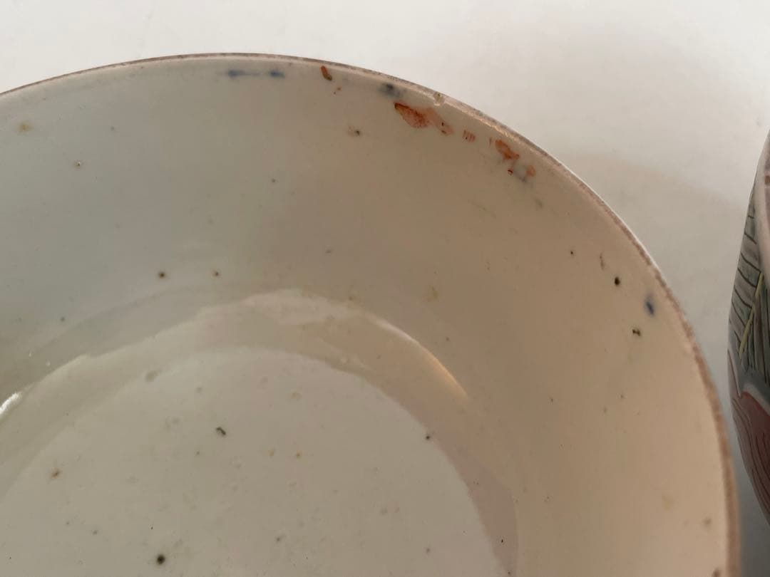 骨董　アンティーク　古伊万里　色絵　蓋付碗　煮物碗　飯碗　蓋茶碗　二客