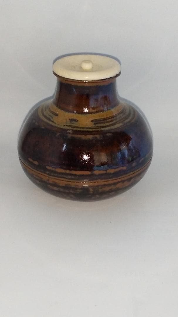 高取焼 登古窯 笹山登古 高取茶入 仕覆 三雲屋緞子 共箱 栞 茶入 美品