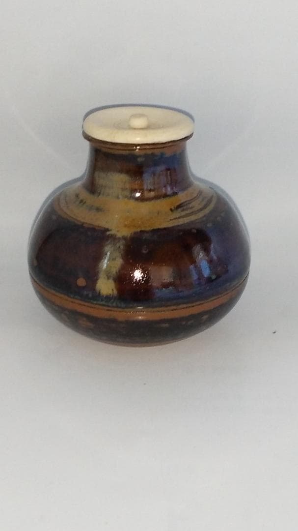 高取焼 登古窯 笹山登古 高取茶入 仕覆 三雲屋緞子 共箱 栞 茶入 美品