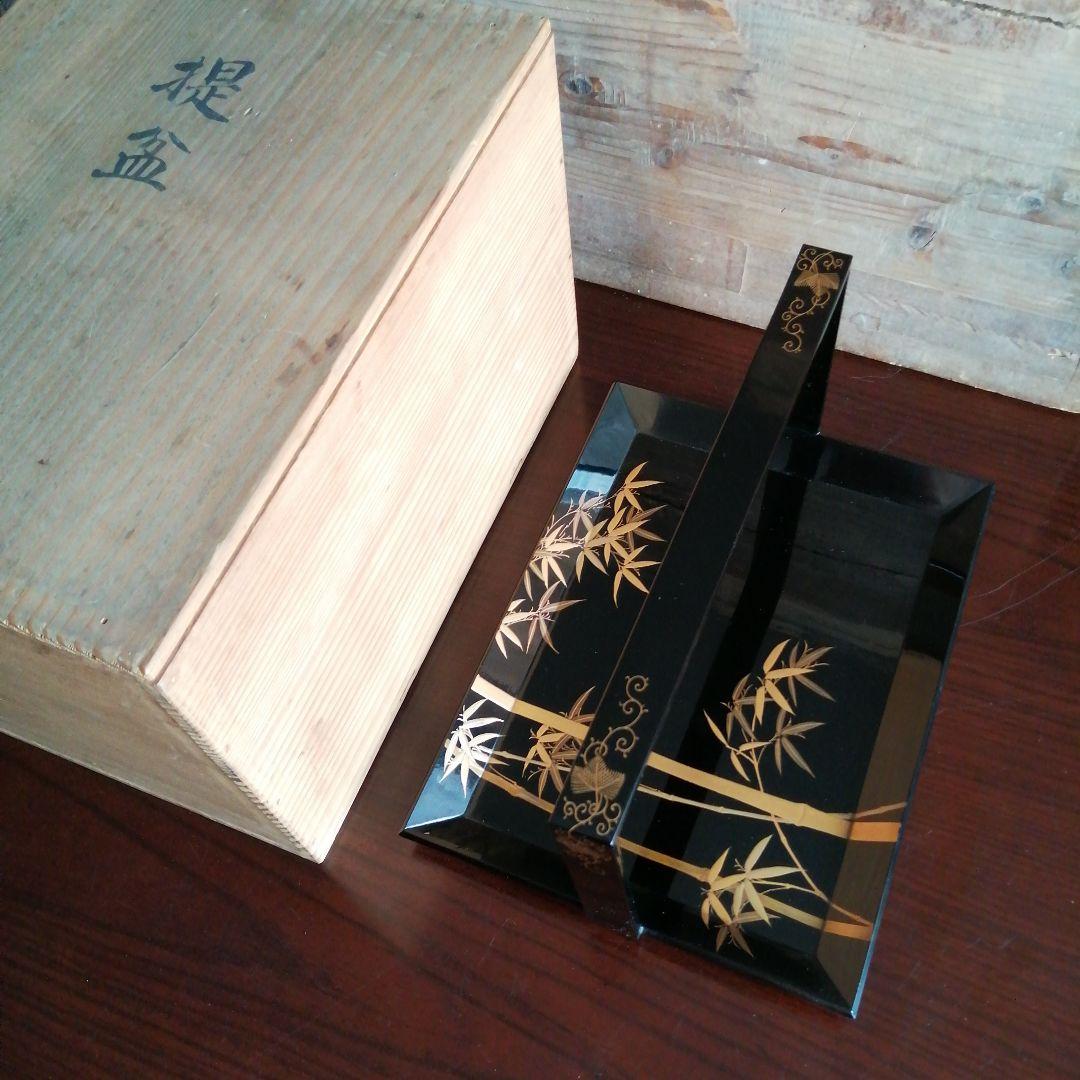 京漆器　長野横笛　金蒔絵提盆　江戸後期
