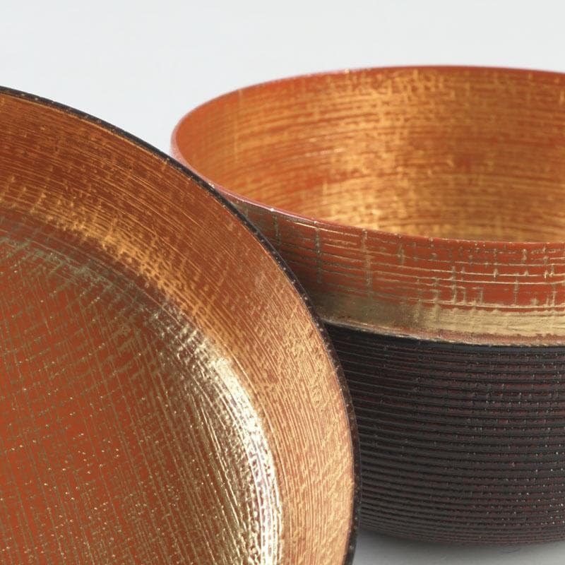 茶道具　京漆匠　平安象彦造　渦塗糸目　花蒔絵　平棗　共箱　V　9340