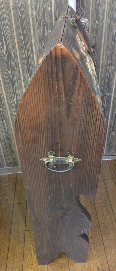 〈現状渡し〉騎士ドラゴン彫刻 木製 収納家具