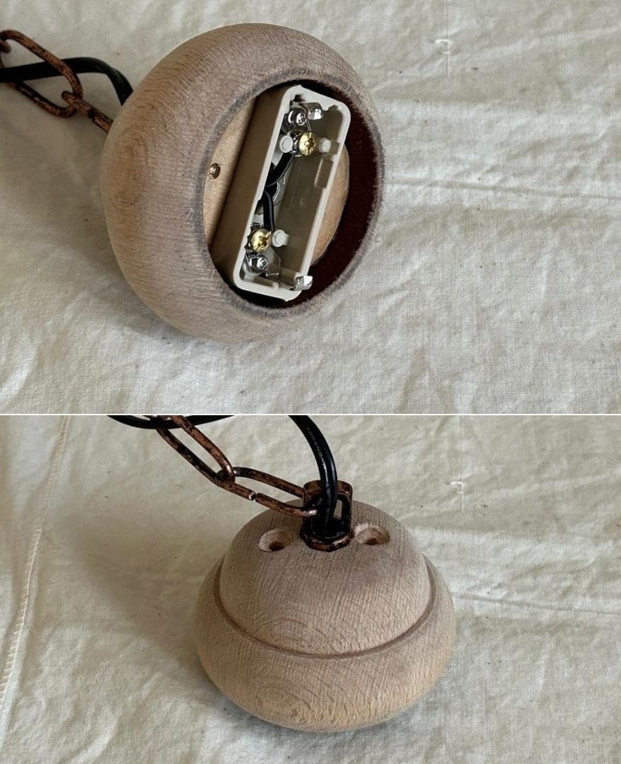 フランスアンティーク　木製シャンデリア　３灯　シャビー　店舗什器