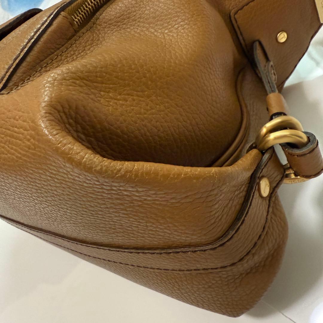 トッズ　ワンショルダー　ハンドバッグ　トート　シボ革　レザー　ブラウン系