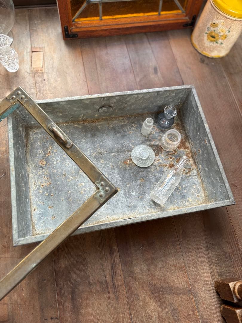 時代物 ブリキ ガラス 陳列ケース 駄菓子屋什器 ショーケース 古道具