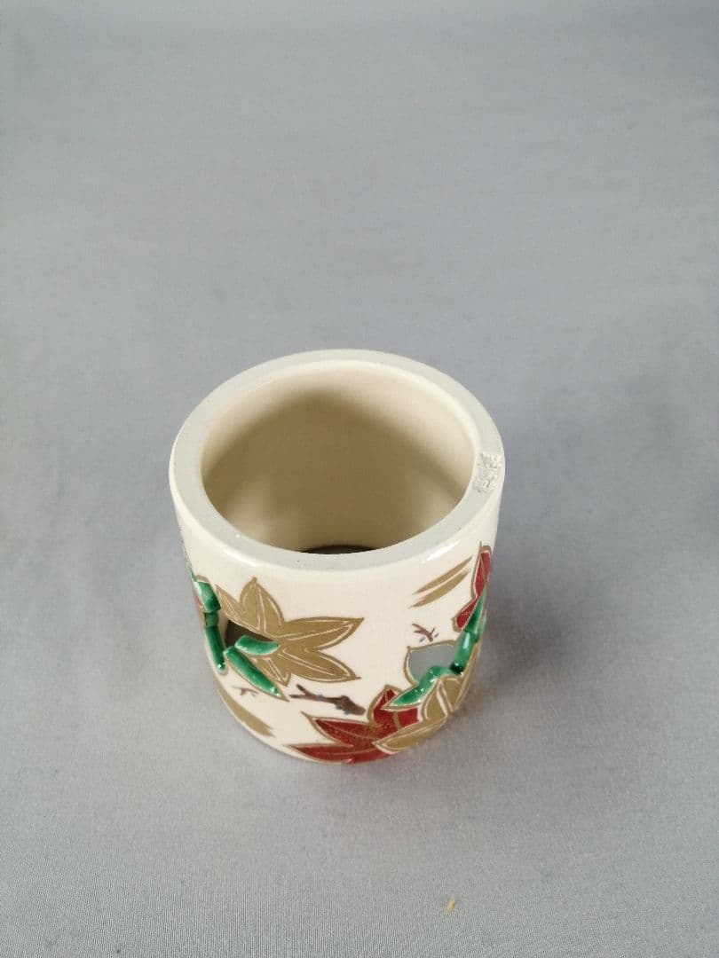 【茶道具】御室窯造　仁清紅葉蓋置　蓋置198