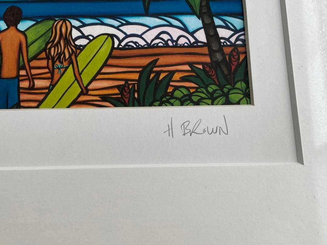 ヘザーブラウン　Heather Brown 絵画　ハワイ　額入