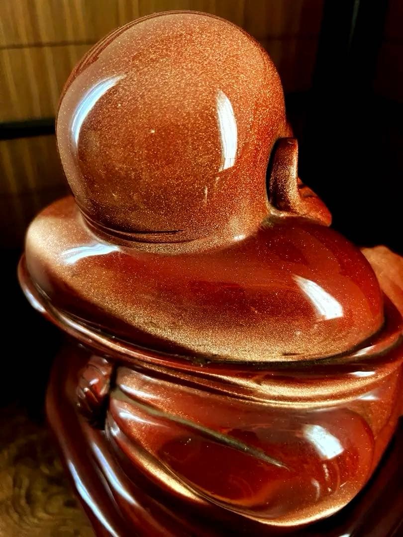 神仏道美術 山梨県 伝統工芸品 甲州水晶 赤茶金石 布袋尊 神仏像 約12㎏