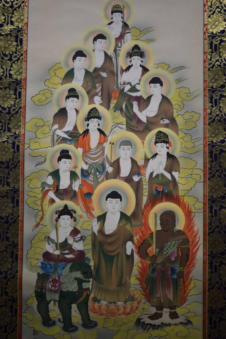 真作/川村観峰/十三佛図/桐共箱付/布袋屋掛軸HE-204