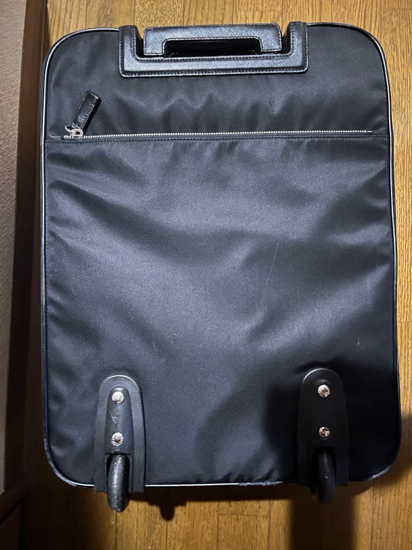 プラダ キャリーケース 三角ロゴ 南京錠付 ナイロン 本革 ブラック