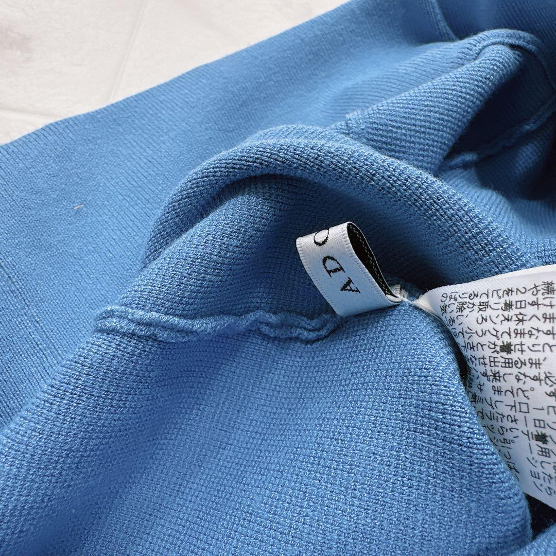 アドーア ドライストレッチ　スリット入り ニットワイドパンツ　ブルー　38