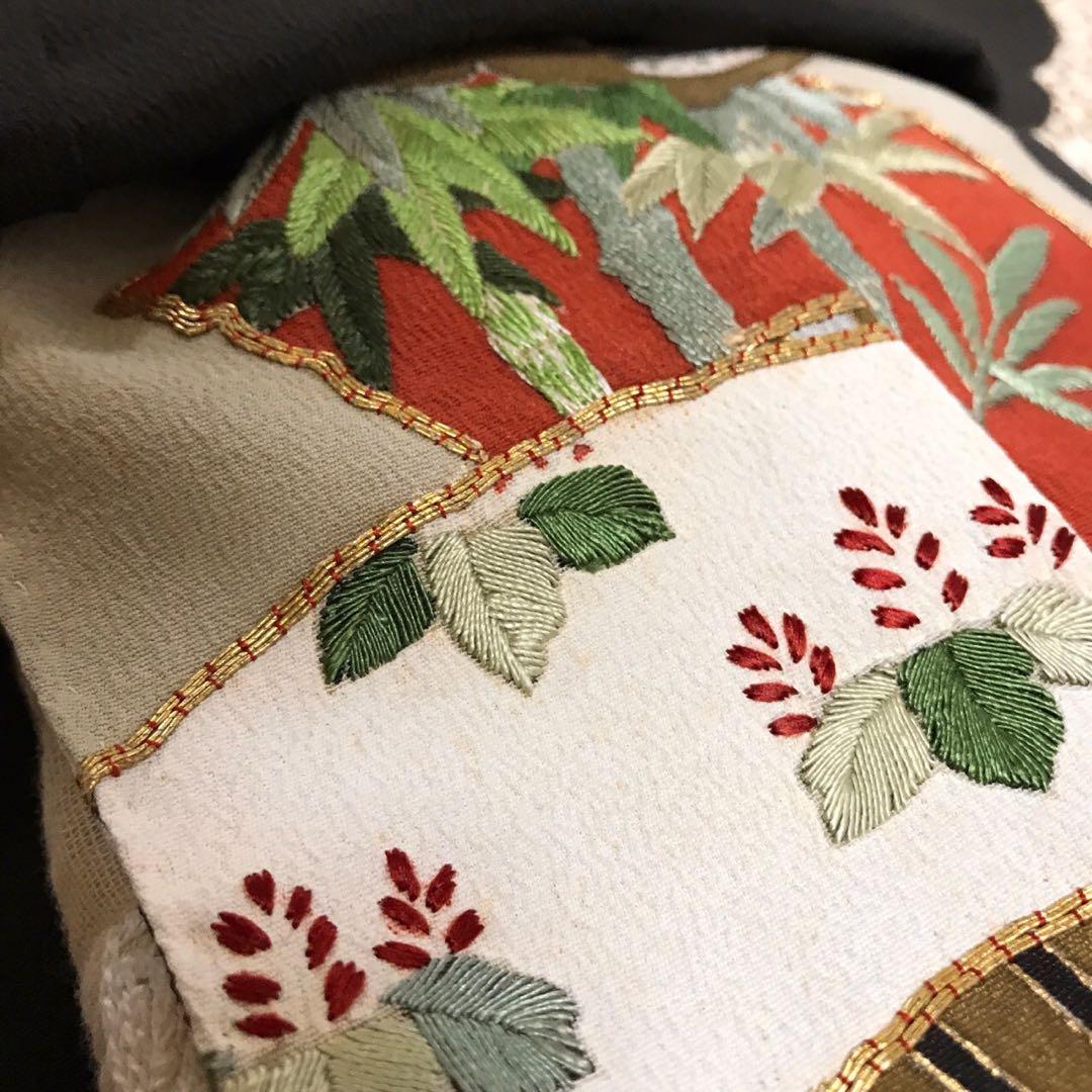 ＊ 市松人形 12号 アンティーク 黒留袖 着物 帯 ＊ 留袖 大正