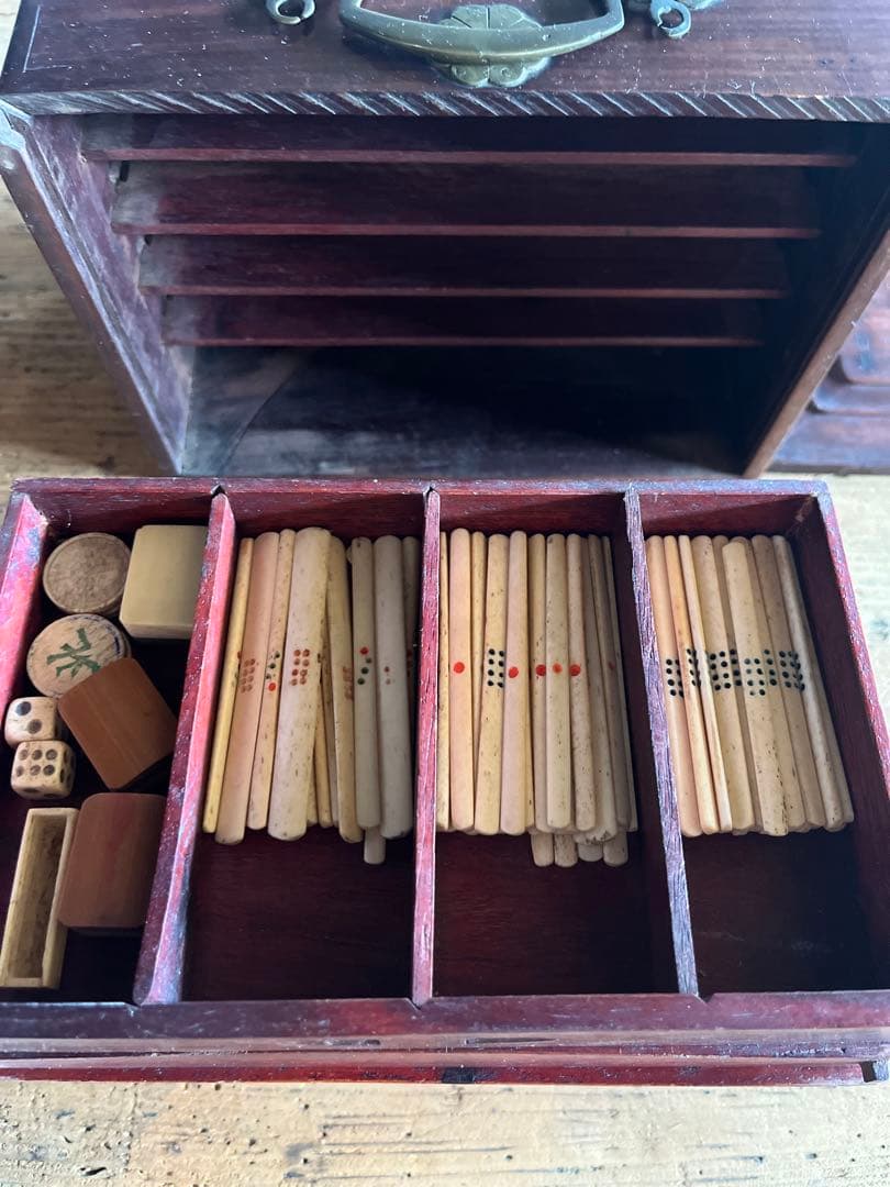 麻雀牌セット　木箱付き　骨董 中国製