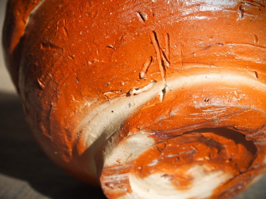 希少作★原田拾六★備前【緋襷】茶碗★共箱・布