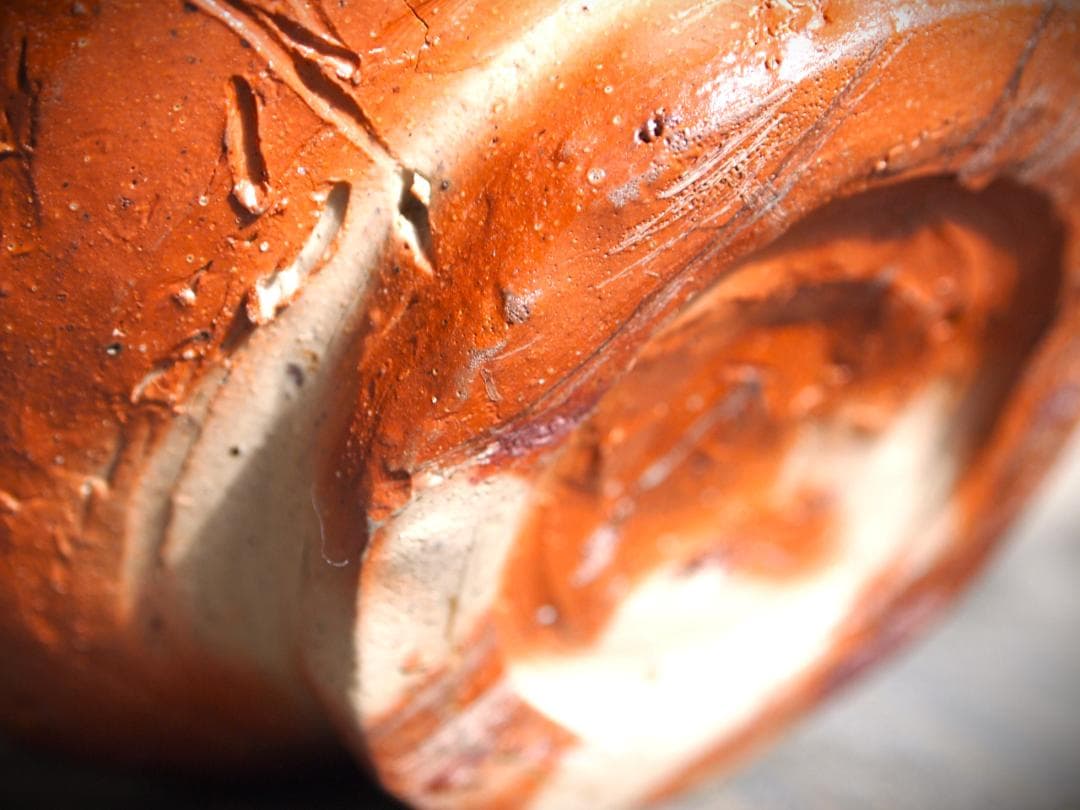 希少作★原田拾六★備前【緋襷】茶碗★共箱・布