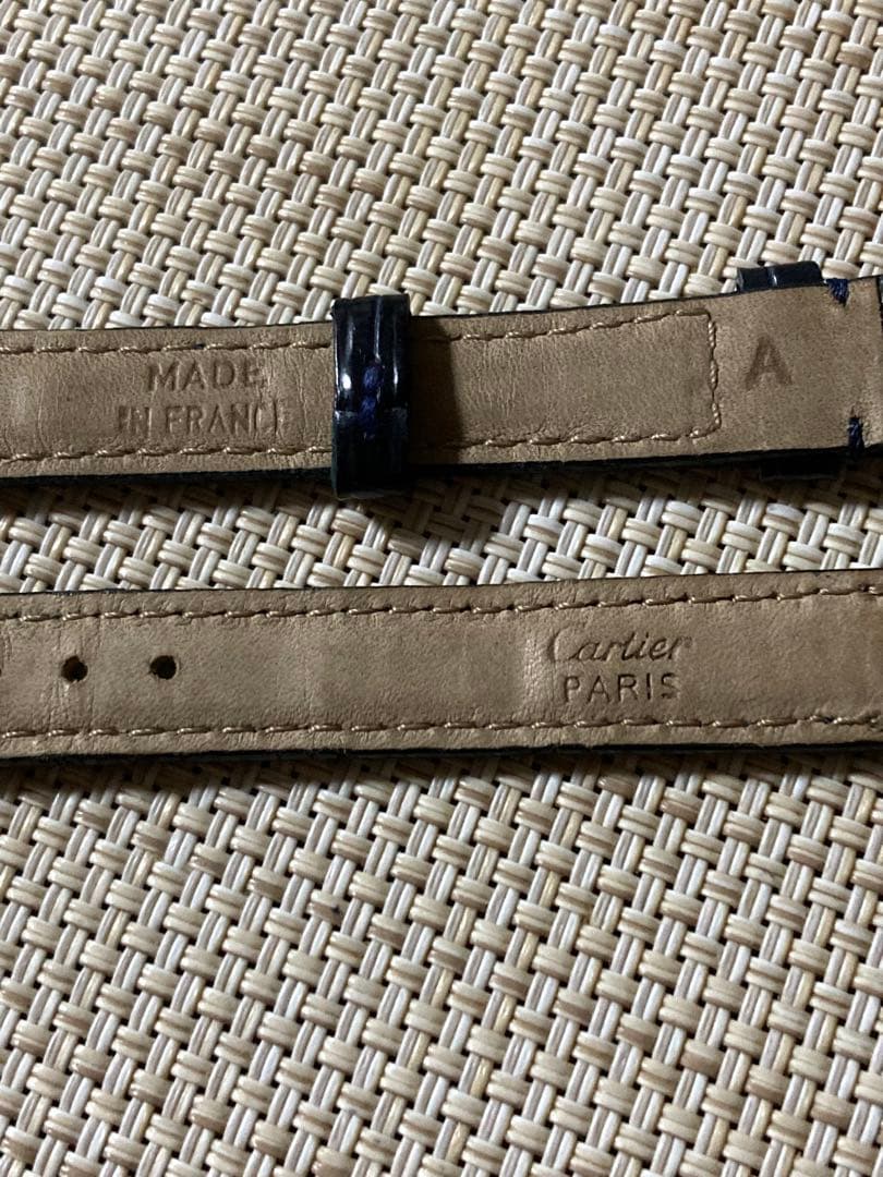 Cartier カルティエ レザーベルト 純正 12mm 美品 ネイビー 型押し