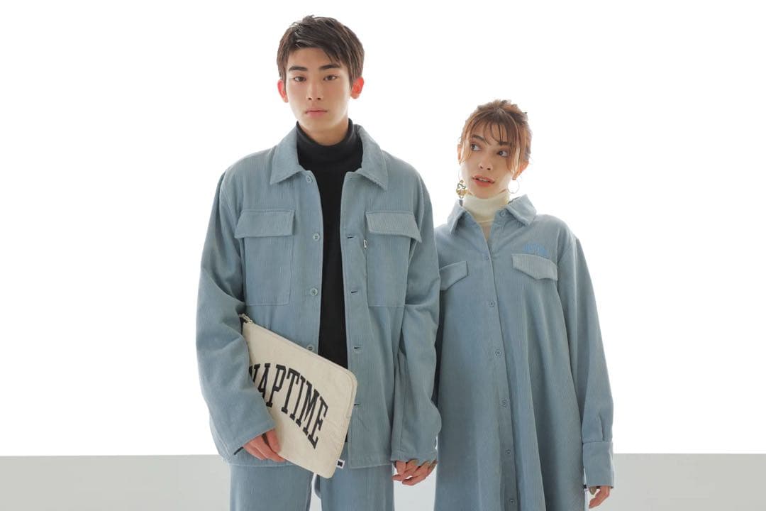 Nissy ブランド naptime コーデュロイシャツワンピースBLUE