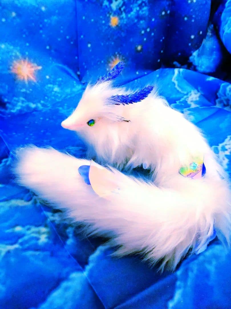 オーロラ妖精龍　幻獣　アートドール琉球蓄光ガラス　ハンドメイドぬいぐるみ　ケモノ