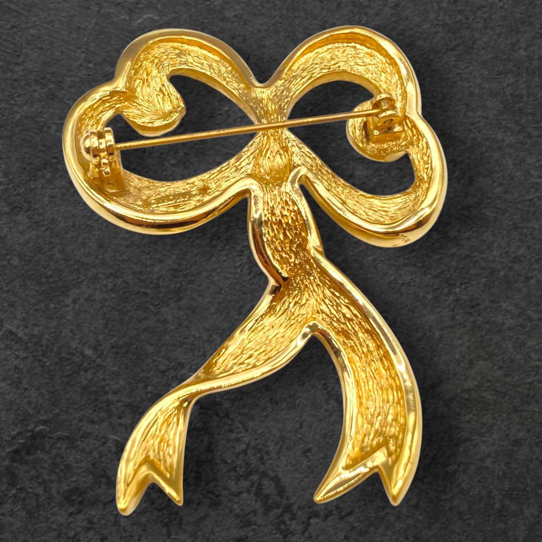 Dior リボンブローチ ゴールド×ラインストーン351