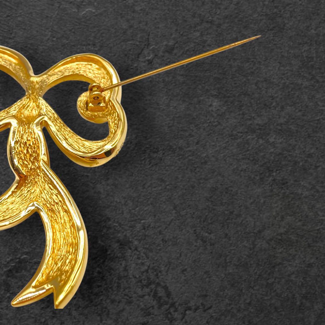 Dior リボンブローチ ゴールド×ラインストーン351