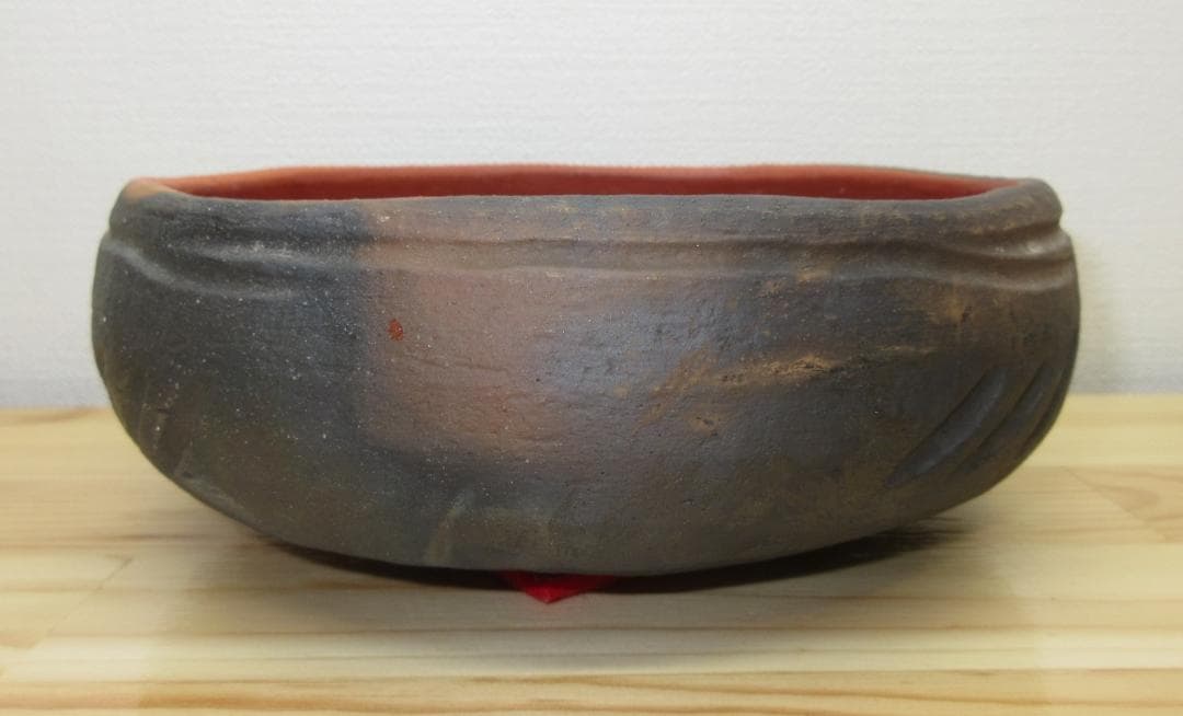 送料込【逢絢亭】茶道具 灰器 赤楽 素焼 風炉用 吉村楽入 共箱入り