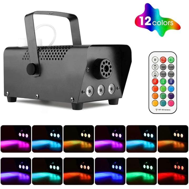 スモークマシン フォグマシン 500W 3 LED RGBモード 赤、緑、青