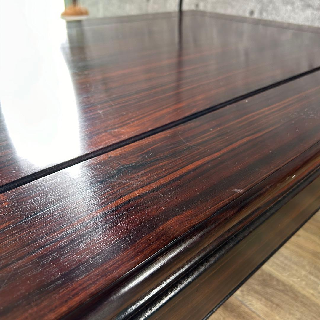 ꧁高級和家具꧂縞黒檀座卓 食卓机 唐木 リビング ダイニング テーブル ロー