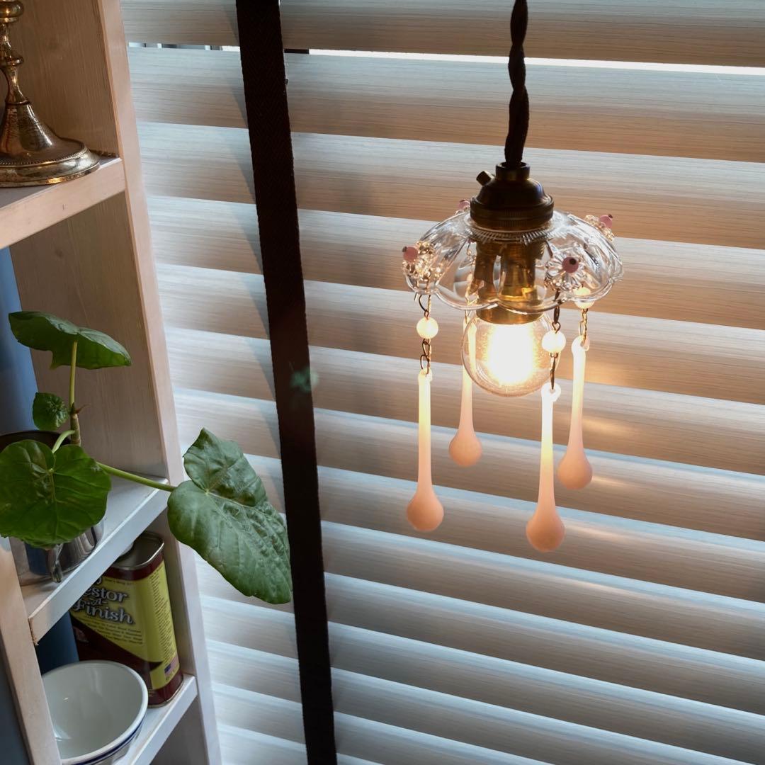 ミニシャンデリア　1920年　（オパールセント）フランス　アンティーク　シェード