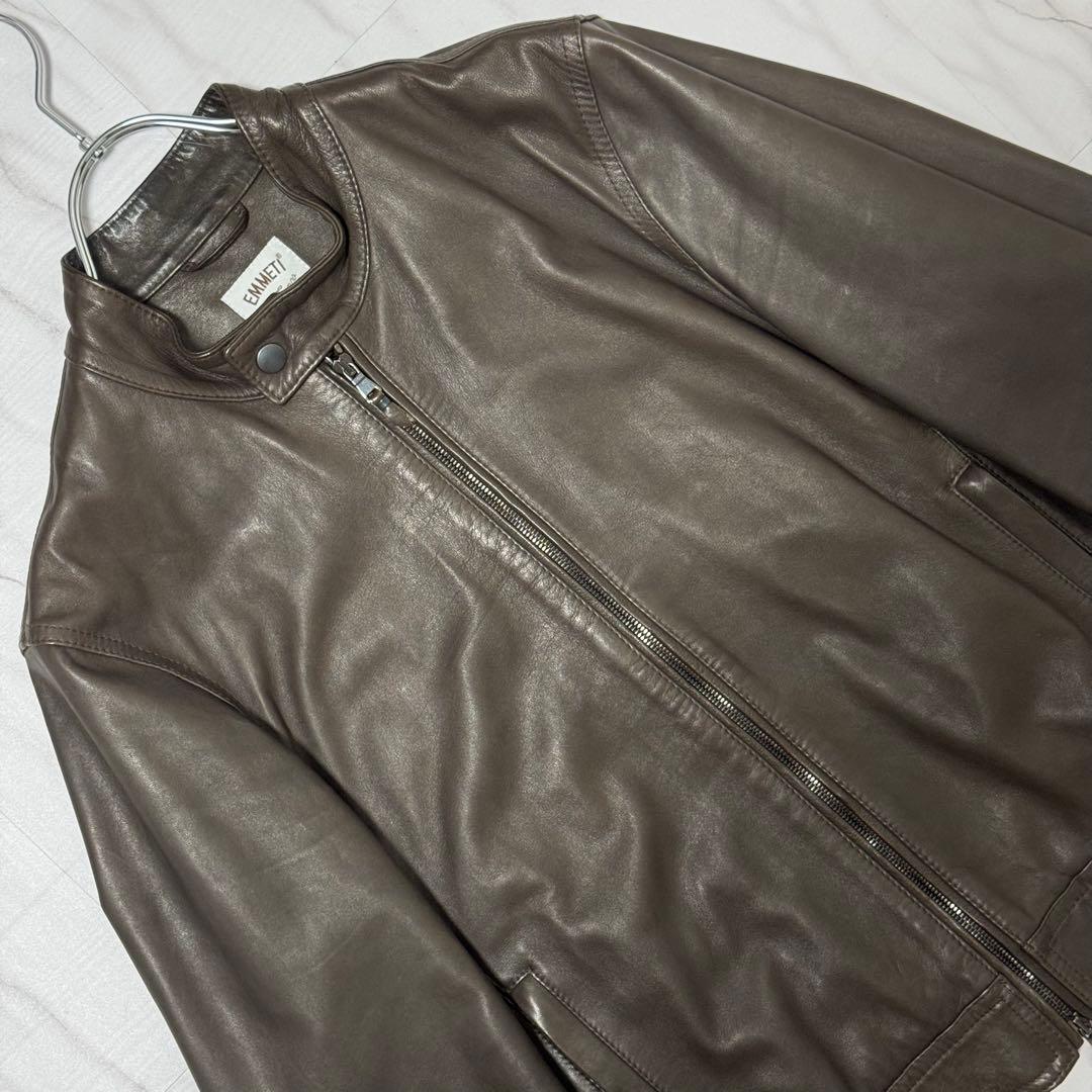 美品✨Lサイズ エンメティ JURI ラムレザー シングルライダース ジャケット