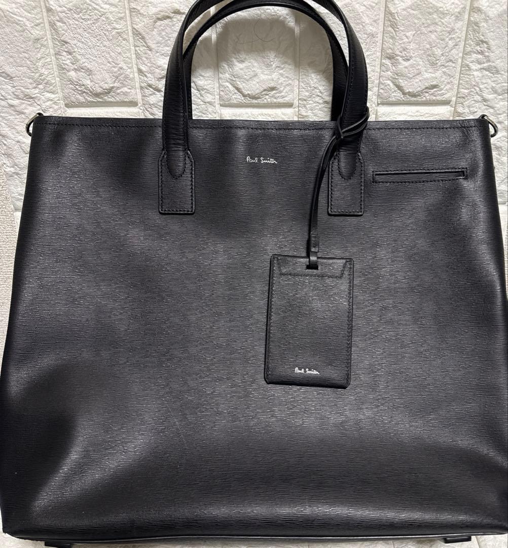 【ロペ】ポールスミス トートバッグ 2way レザー 黒×オレンジ