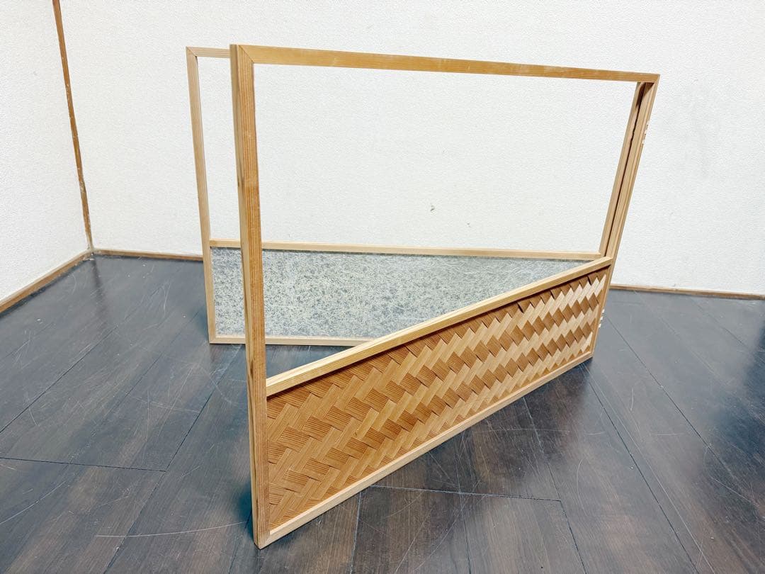 茶道具 杉縁 杉格子網代 風炉先屏風 裏銀砂子 両面使い 上透かし