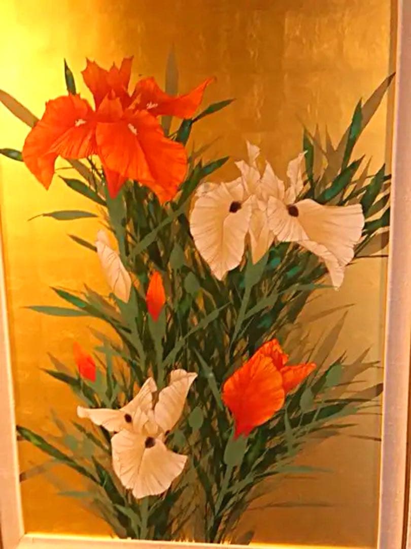 絵画  アイリス  パープル 金箔画 SALE‼️