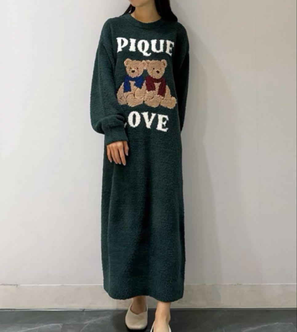 ジェラートピケ　HOLIDAY ベアジャガードワンピース＆巾着　くま　ドレス
