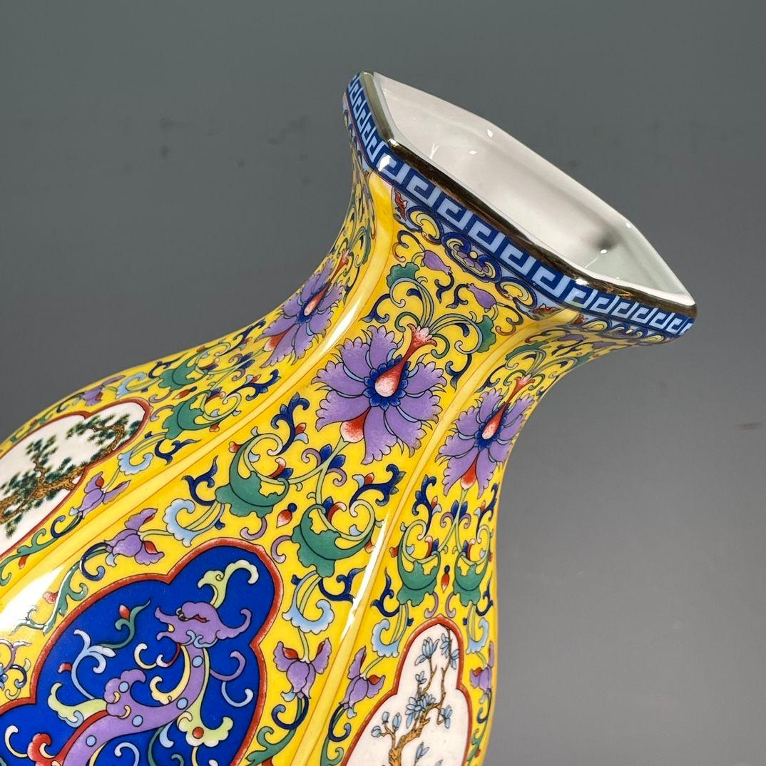 清雍正琺瑯彩賞瓶 花瓶 置物 景徳鎮 陶磁器 装飾品 現代工芸品 美術品