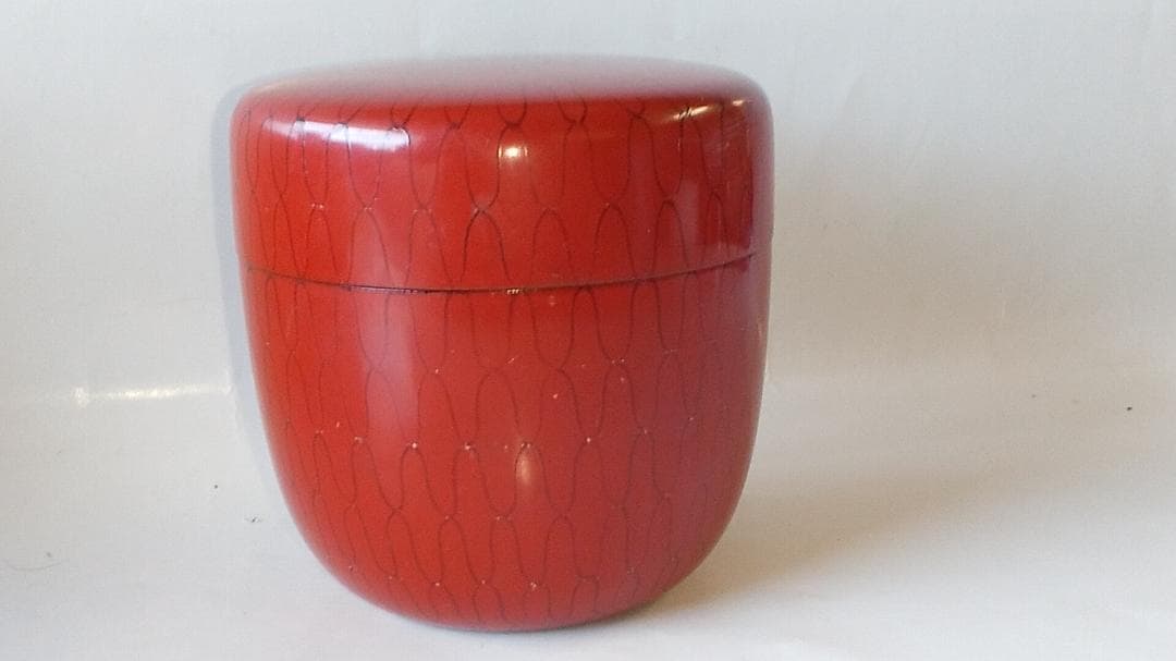 山中塗 蒔絵師 高橋峯房 作 黒網目 中棗 漆器 茶器 茶道具 棗 共箱 美品