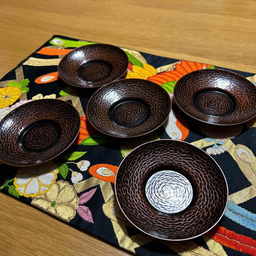 銅製茶托　5枚セット　鎚起銅器
