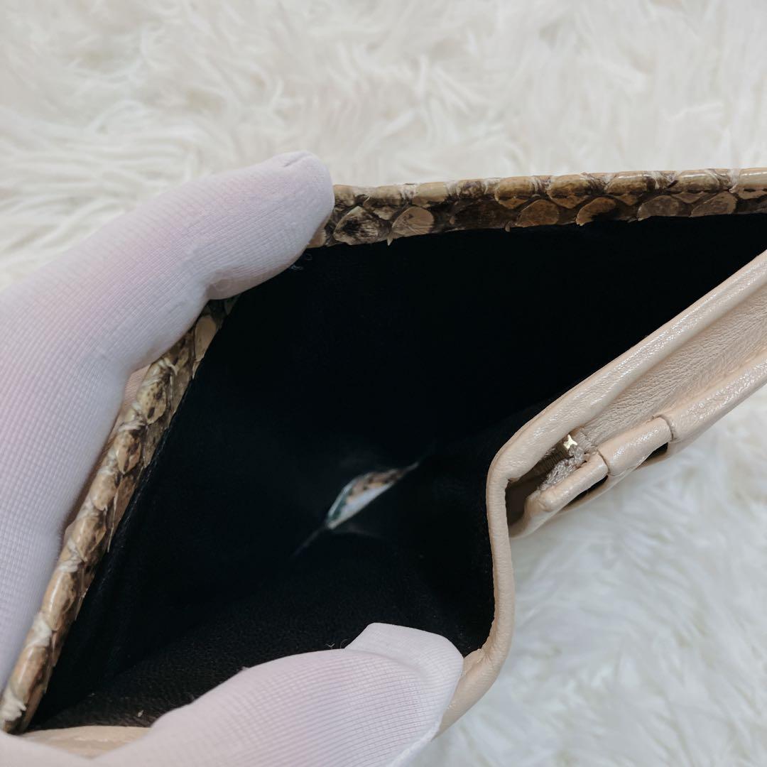 美品　GUCCIグッチ パイソン GGマーモント 折り財布 コンパクトウォレット